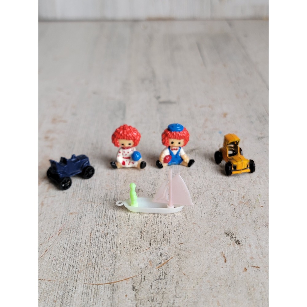 Vintage mini dollhouse toy set raggedy ann boat car truck accessory unique